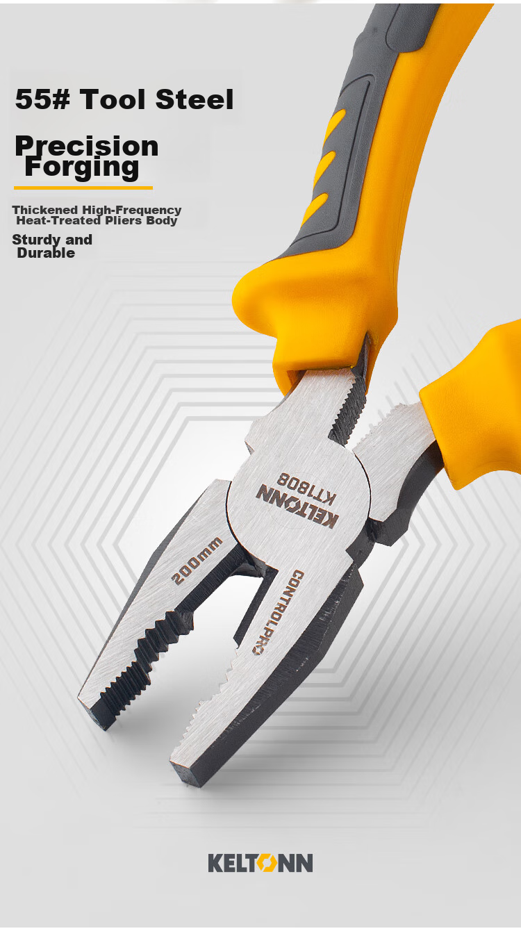 KELTONN Pliers, Wire Cutters, 8-Inch Tiger Pliers, Electrician's Gripping Tool, Household Tool, Blackened And Rust-Resistant, KT1808 2