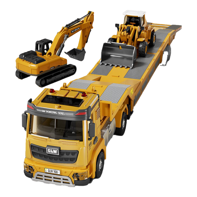 Babamama Children's Toys for Boys Aged 3-6, Toy Car with Trailer, Excavator, Extra Large Alloy Construction Vehicle Set