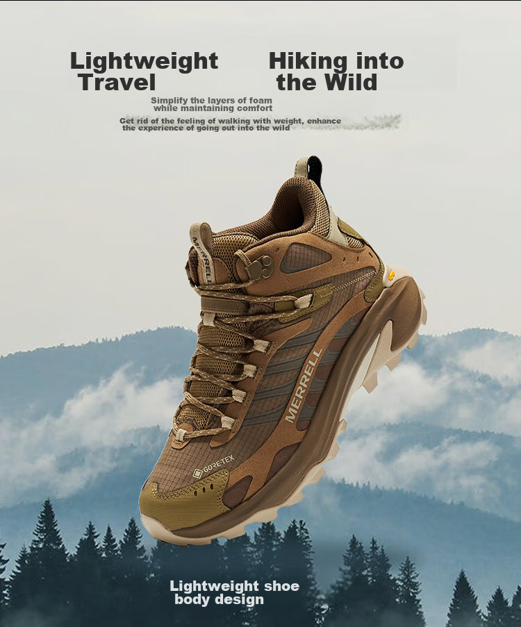Merrell MOAB SPEED 2 MID GTX Women's Mid-Top Outdoor Waterproof Non-Slip Lightweight Trail Running Hiking Shoes 4