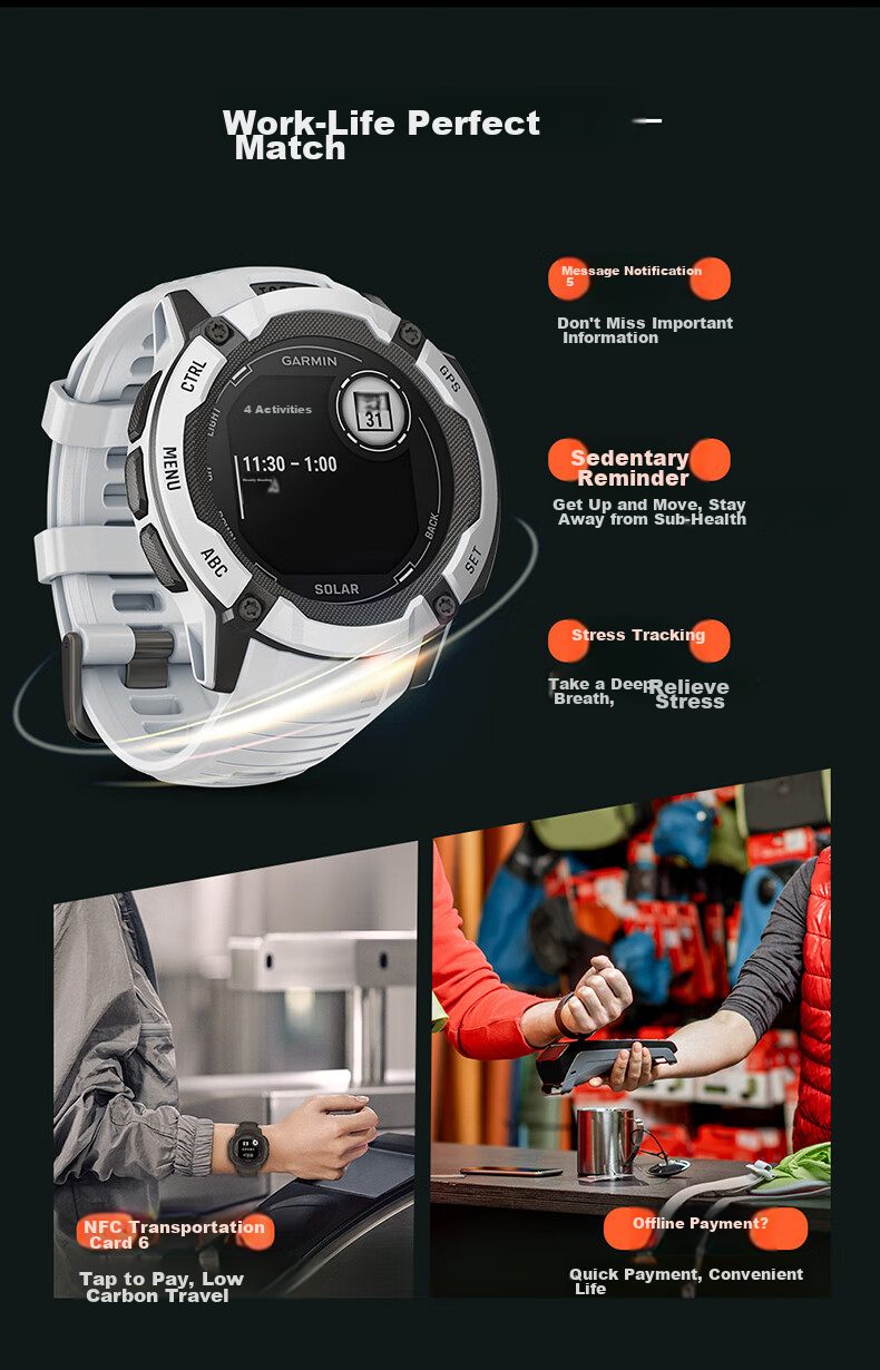 GARMIN Instinct 3 AMOLED Dark Abyss Black (50mm) Heart Rate Outdoor Running Cycling Sports Watch 11