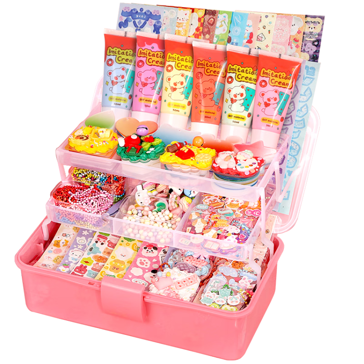 BEIBITONGHUA Guka Cream Glue Complete Tool Set Toy, Girls' Birthday Gift, DIY Handcraft Children's Gupan Stickers
