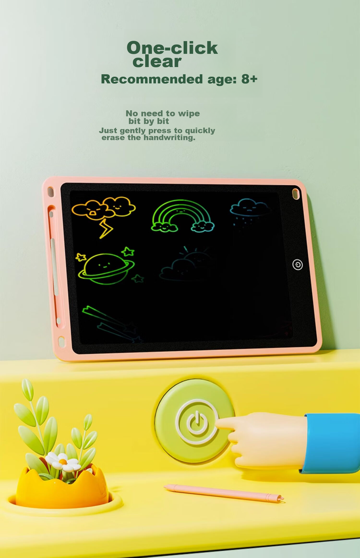 COOKSS Children's Drawing Board, Home Use Magnetic Writing Board for Toddlers, 1-Year Baby Doodle Board, 3 Magnetic Drawing Toy Board with Feet 10