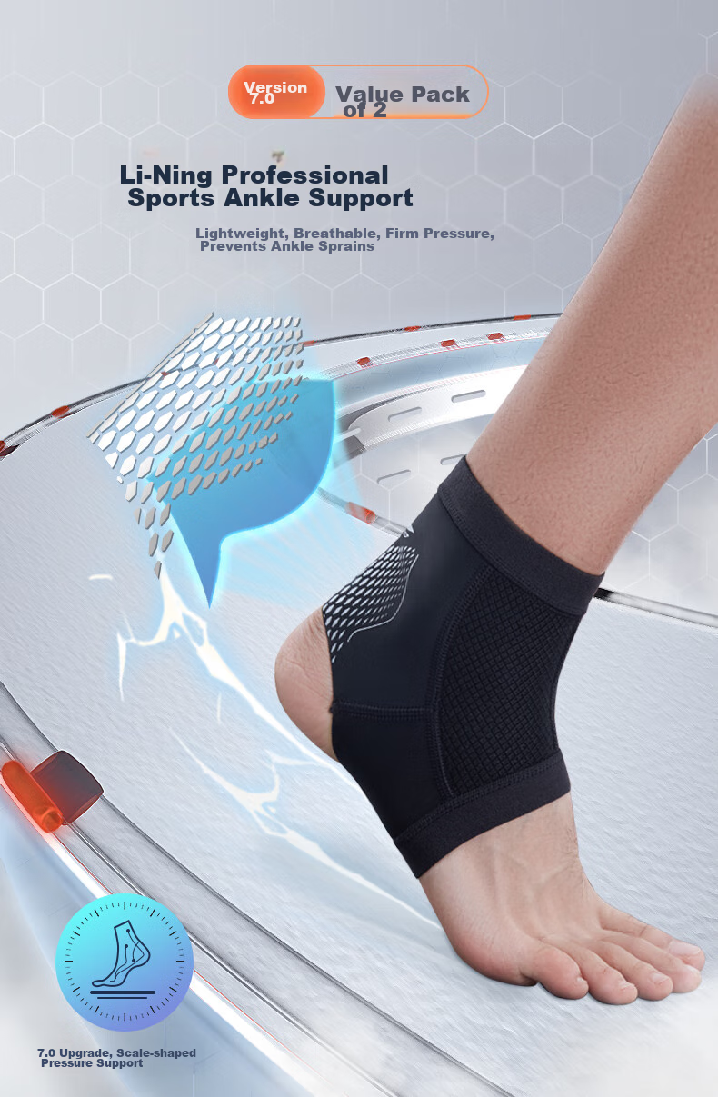 Li-Ning Ankle Brace, Sprain Protection, Recovery Sleeve, Sports Basketball Anti-Sprain Fixation Brace, Ultra-Thin Ankle Support 1