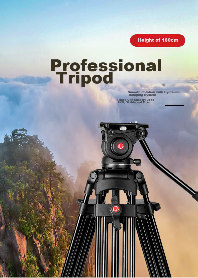 Hakutatz Hakutatz 2061 Camera Tripod, Professional Photography Gimbal, Camera Tripod, Micro Film Wedding Video Live Streaming Sliding Rail, Hydraulic Damping Gimbal 1