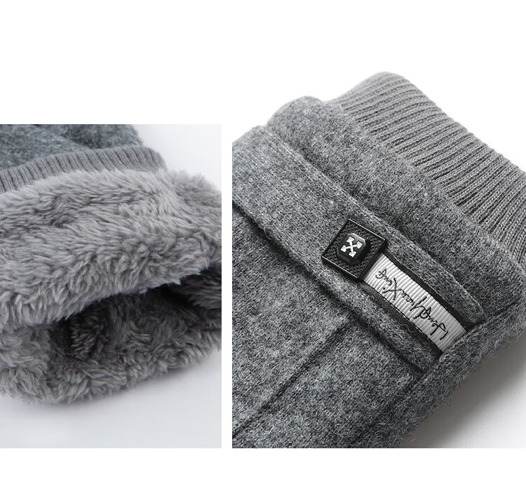 Hengyuanxiang Men's Wool Gloves, Autumn And Winter Warm Windproof Cold-Resistant, Suitable for Cycling And Driving, Fleece-Lined Thickened Touchscreen Compatible Winter Gloves 17