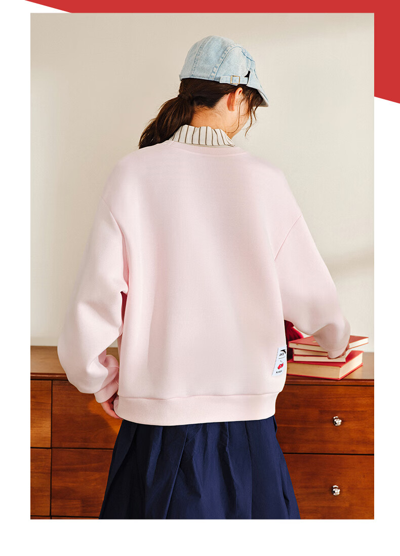 ANTA ×kirsh Collaboration | Cherry Round Neck Pullover Sweatshirt for Women, New Autumn Trendy Sports Top 21