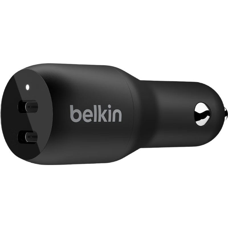 BELKIN Car Charger, 42W Dual-Port Apple PD Fast Charging Head, Cigarette Lighter to USB Adapter, CCB005