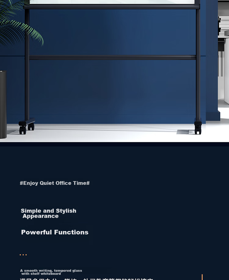Deli Flagship Series H-Type Bracket Glass Whiteboard, 120*90cm, H-Type Magnetic Tempered Glass with Stand, Office Meeting Writing Board, Blackboard 8738 2