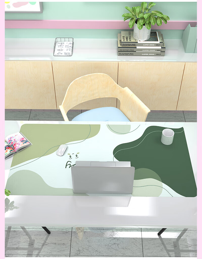 Juyingfeng Extra Large Mouse Pad, Leather Waterproof Mouse Pad, Laptop Office Extra Large Double-Sided Desk Pad, Natural Wood Texture with Lock Edge, Wear-Resistant, 90*45cm, Cherry Blossom Pink 13