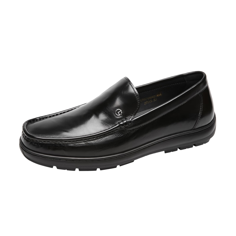 Goldlion Men's Shoes, Urban Business Leather Shoes, Wear-Resistant Shock-Absorbing Loafers, G567430423AAA, Black, Size 41
