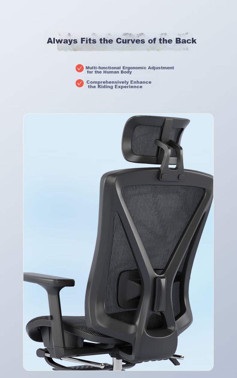 BECAUSES Ergonomic Chair, Multifunctional Comfortable Office Chair for Long Sitting, Reclining Nap Computer Chair, Gaming Chair, 0815T Black 9