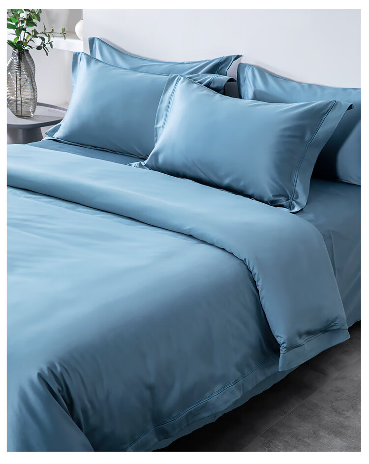 LINPURE 140-Thread Count Long-Staple Cotton 4-Piece Bedding Set City Gray 1.5m Bed 200x230cm 5