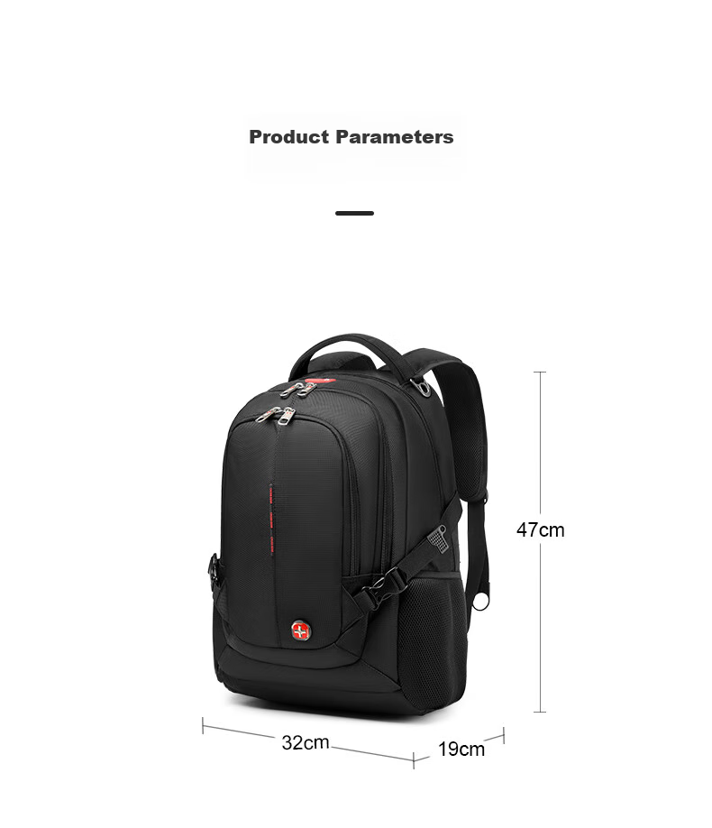 CROSSGEAR Swiss Army Knife Cross Medal Backpack for Men, 15.6-Inch Laptop Bag, Business Large Capacity Schoolbag 19