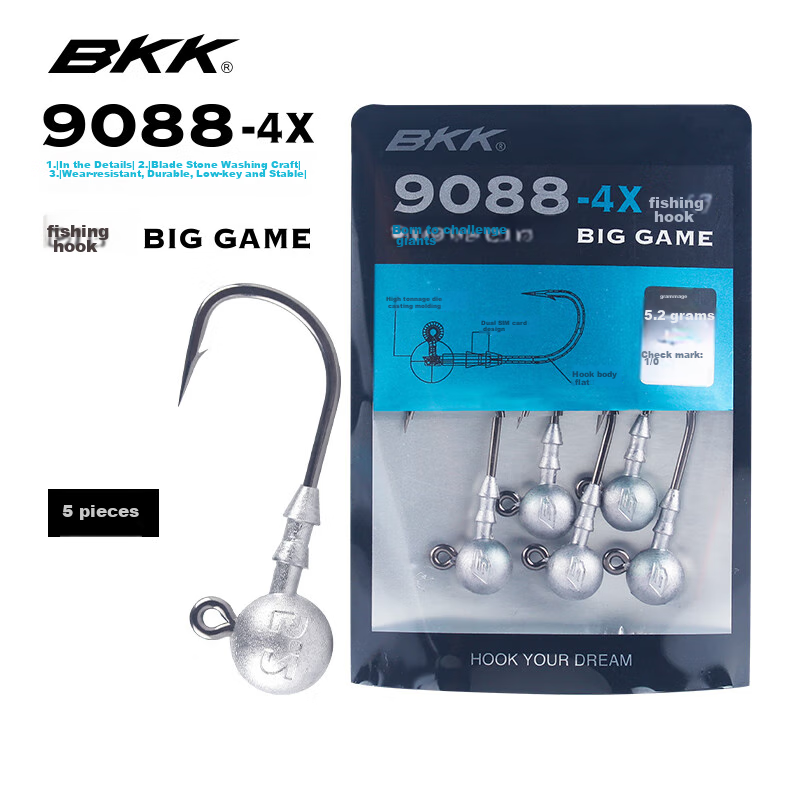 BKK Lure Lead Jig Hook Reinforced Version for Freshwater And Saltwater Lure Fishing for Mandarin Fish And Bass 9088