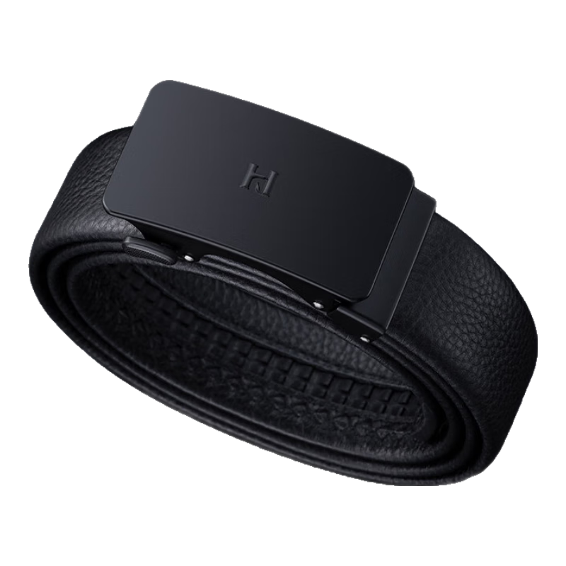 HLA Men's Belt with Automatic Buckle, Business-Style Top-Layer Cowhide Belt, Birthday Gift for Boyfriend Or Husband, Fashionable Trouser Belt