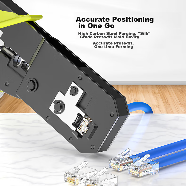 CNCOB Cat6 Ethernet Cable Crimper Set, Labor-Saving Ratchet Spring Design, Dual-Use Stripping And Cutting Pliers, Network Telephone RJ45 Connector Crimping Tool CN-A 2
