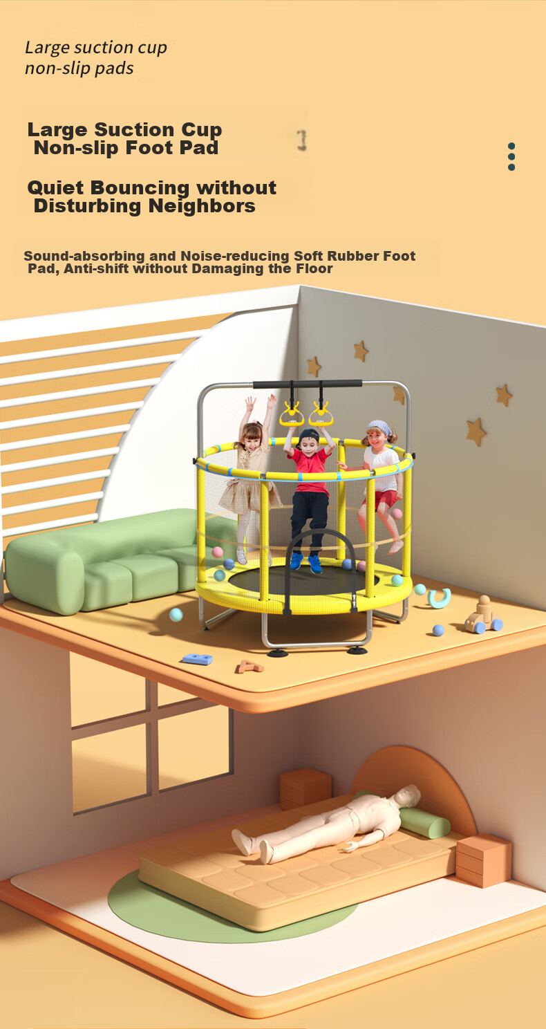DIBU Indoor Trampoline for Children Aged 2-10, Home Use Exercise Fitness Bouncy Bed, Baby Jumping Toy Trampoline 14