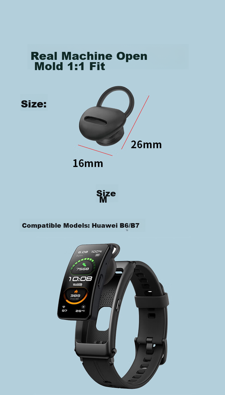 Masentek ES26 Earbud Eartips Compatible with Huawei B6/B3/B2/B5/B7 Bands HUAWEI Silicone Earphone Covers, Sports Anti-Slip Anti-Drop Accessories, Black Medium Size 1 Piece 3