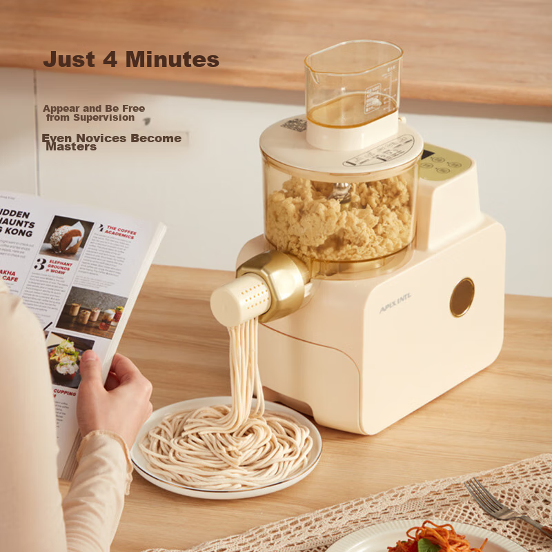 APIXINTL Anben Su Noodle Maker, Fully Automatic Pasta Machine, Multi-Functional Home Use, Multiple Mold Options, Electric Dough Kneader, Dumpling Wrapper Maker, 4-Person Capacity, APIX-M06