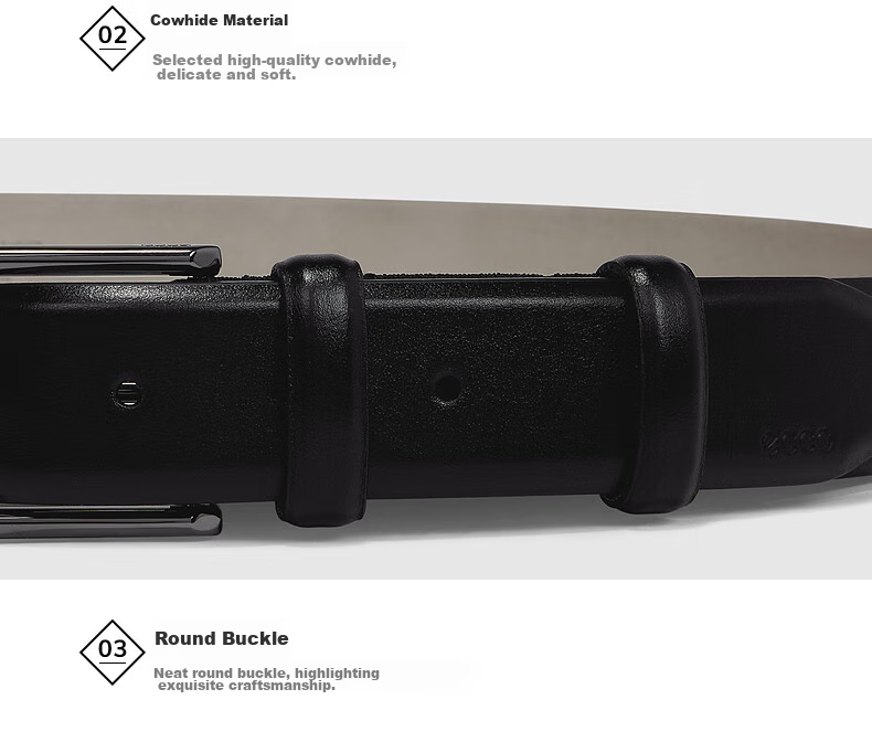 ECCO Casual Men's Leather Belt Gift Box, Business Formal Metal Buckle Waist Belt, 910589390000, Black, 100cm 13