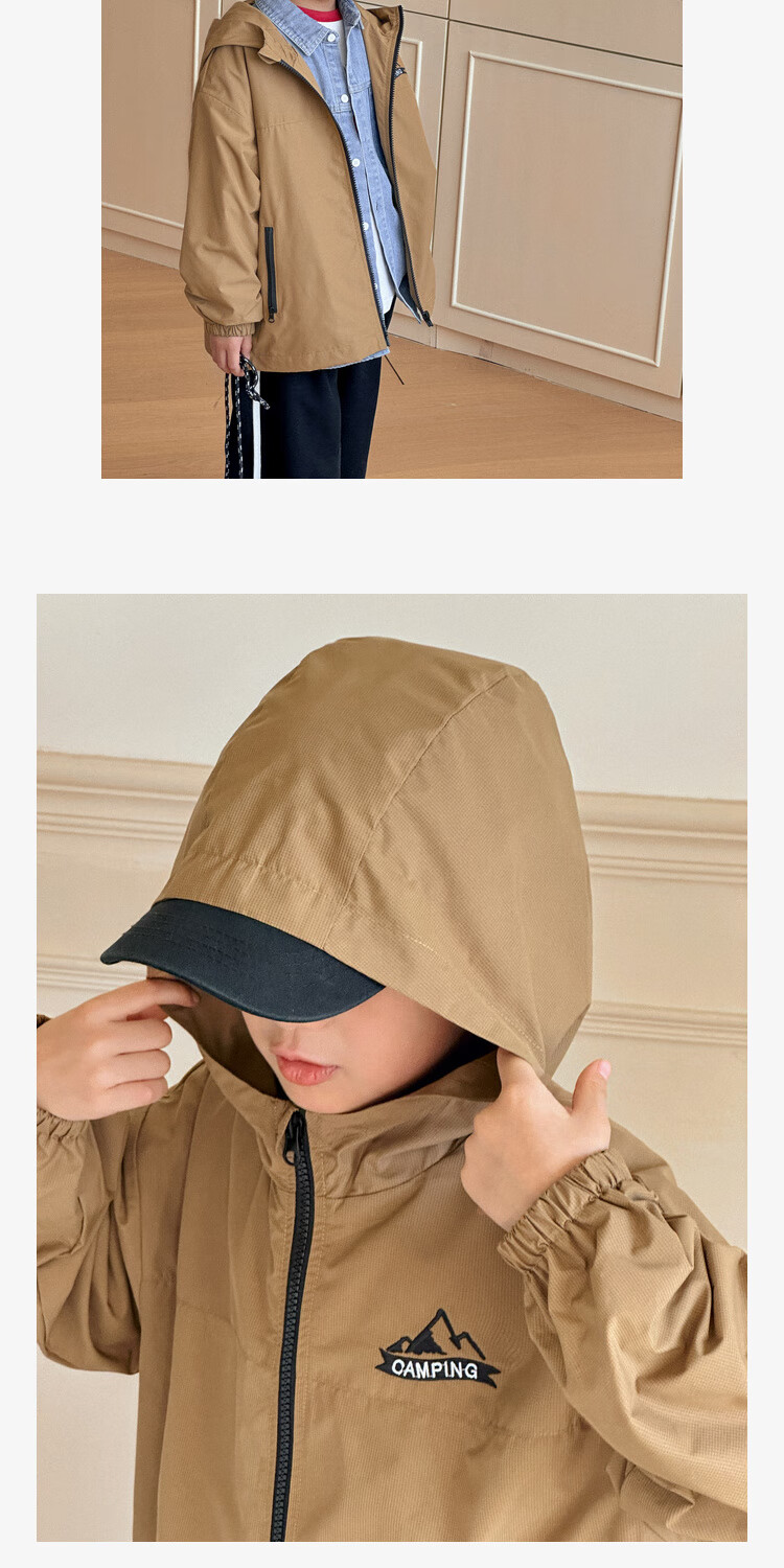 LUSON Chen Dazhu Boys Outdoor Hooded Workwear Jacket 2025 Spring Autumn New Children's Water-Repellent Mountaineering Coat 16