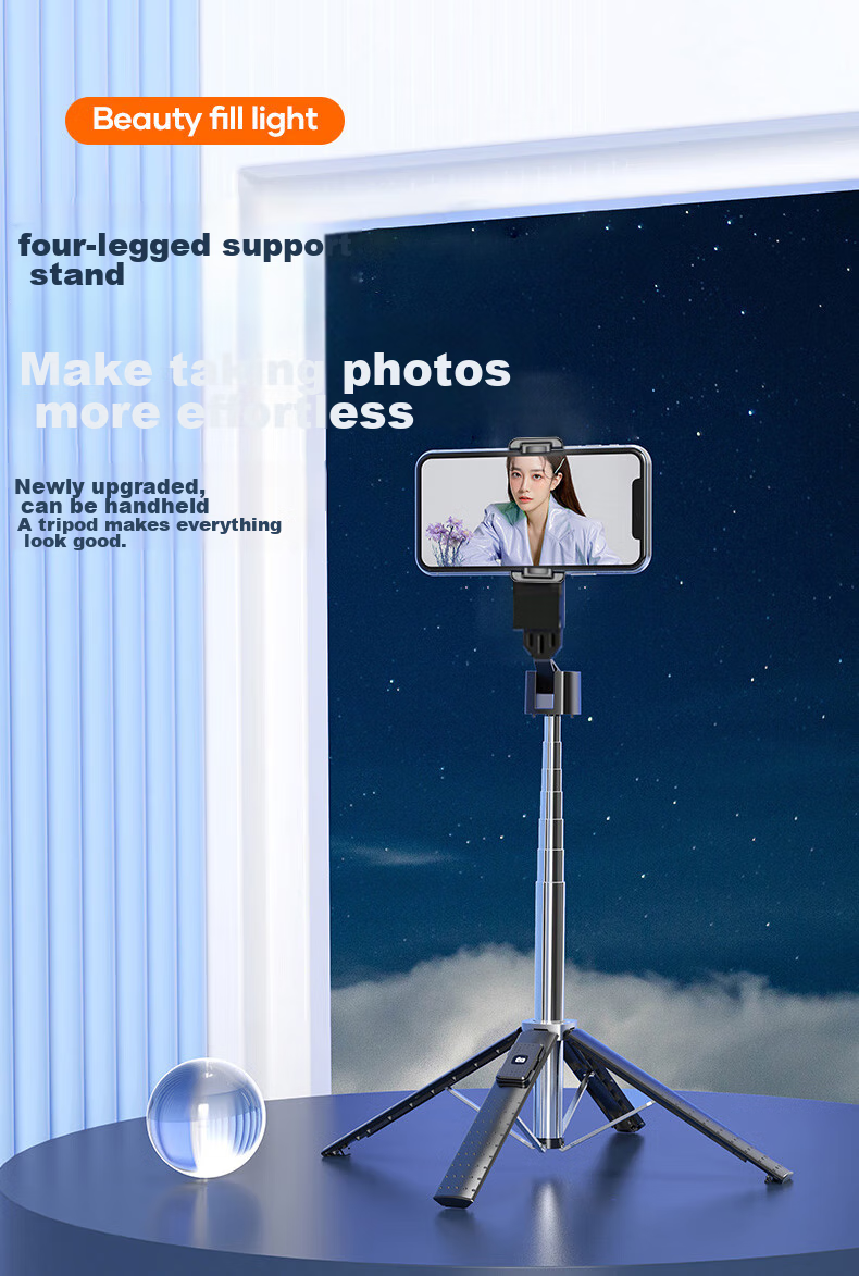 Bkayp Mini Selfie Stick Handheld Bluetooth Photography Gadget Portable Bluetooth Remote Control Desktop Handheld Vlog TikTok Outdoor Suitable for Android And Apple [No Light] 8