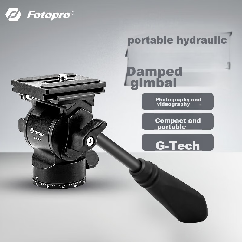 Fotopro MH-2A, Professional Video Shooting Mini Portable Handheld Metal Hydraulic Camera Gimbal, Matte Black