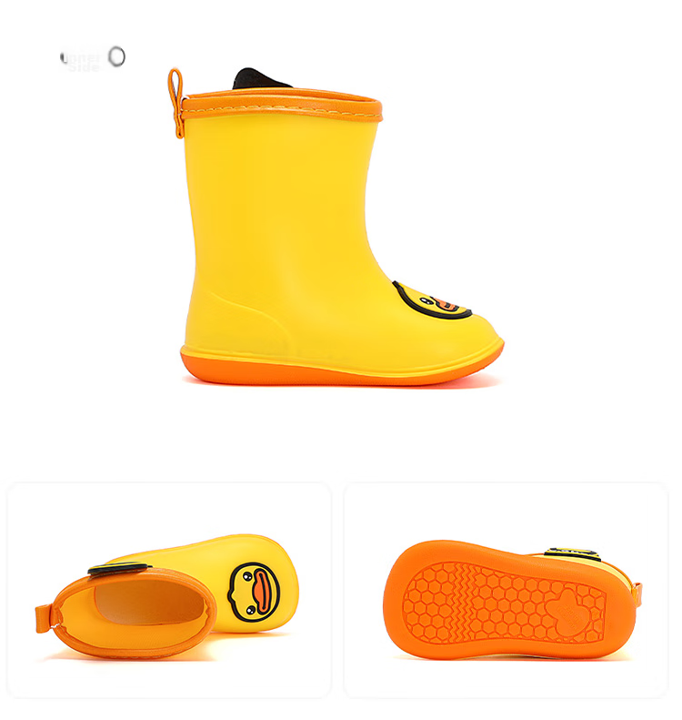 B.Duck Children's Rain Boots, Fashionable Waterproof Shoes for Boys And Girls, Baby Water Shoes, Elementary School Students, 5955 Blue, Size 26 12