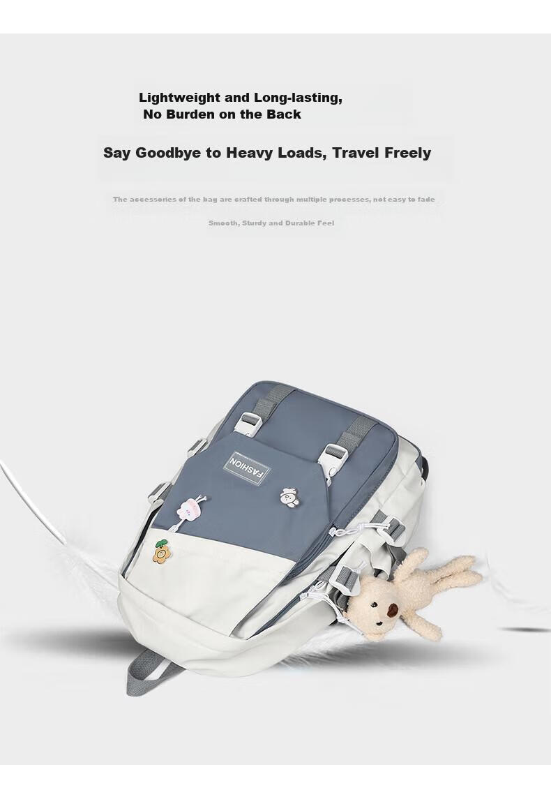 Viney High School Backpack for Middle School Girls, College Students, Primary School Students Grades 4-6 Children Ins Korean Style Backpack 15.6 Inch Laptop Backpack Large Capacity Fashionable Casual Travel Bag High Aesthetic Value Lightweight Stress-Reducing And Load-Reducing Simple Desig 9