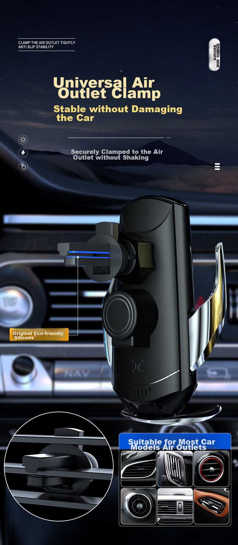 Dijialun Intelligent Sensor Car Wireless Charger Phone Holder Compatible with Xiaomi, OPPO, Apple 18, Huawei, Vivo Fast Charging Car Navigation Phone Charging Stand 9
