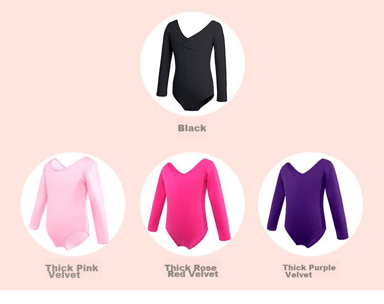 Aiwuge Children's Dance Leotard, Girls' Ballet Practice Outfit, Long-Sleeve One-Piece Dance Costume for Girls, Exam Uniform, Size 130 5