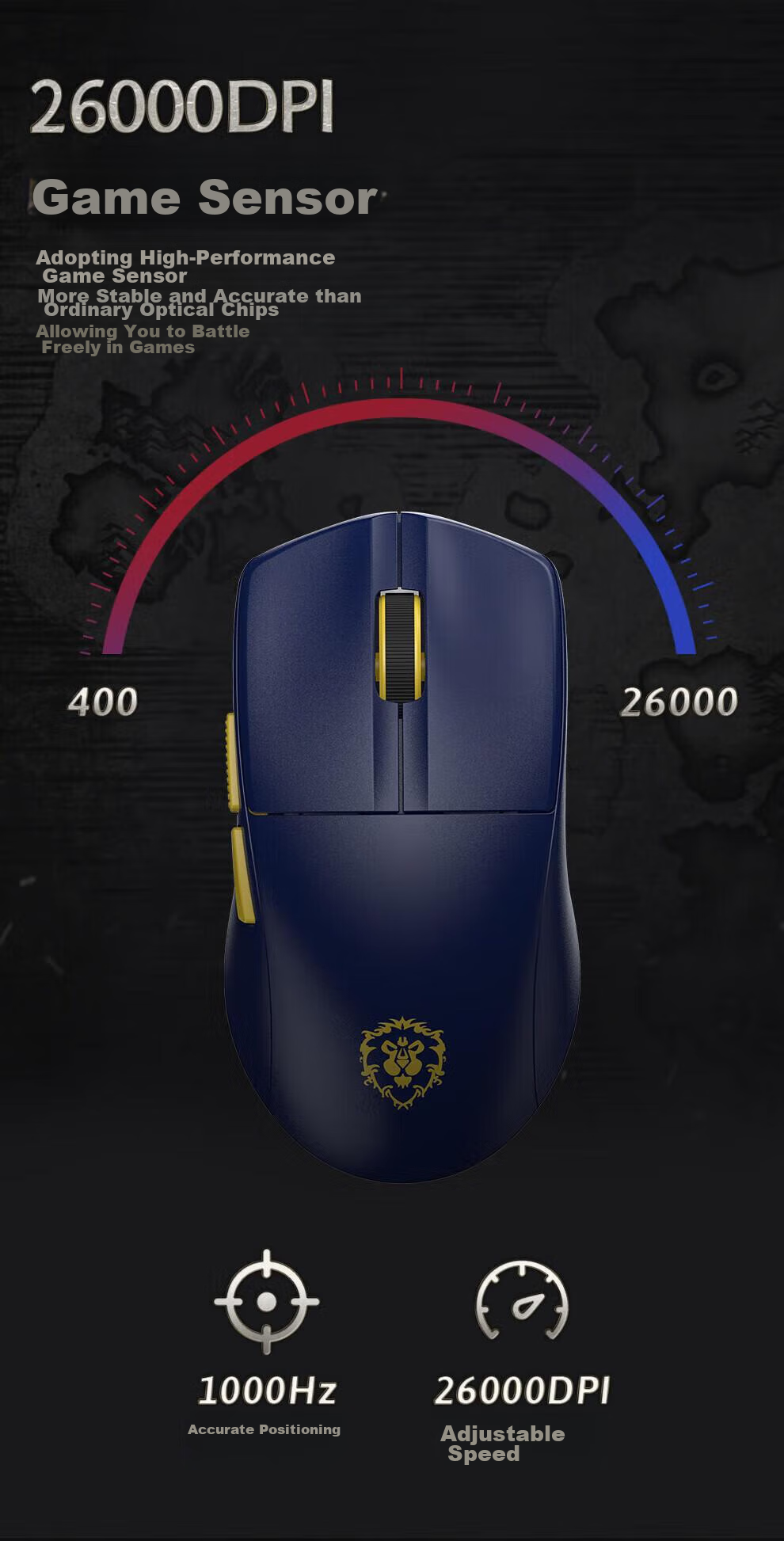 BLIZZARD YGK01 Official World of Warcraft Wireless Gaming Mouse, 2.4G Tri-Mode, 49g Lightweight Gaming Mouse - Tribe Red 5