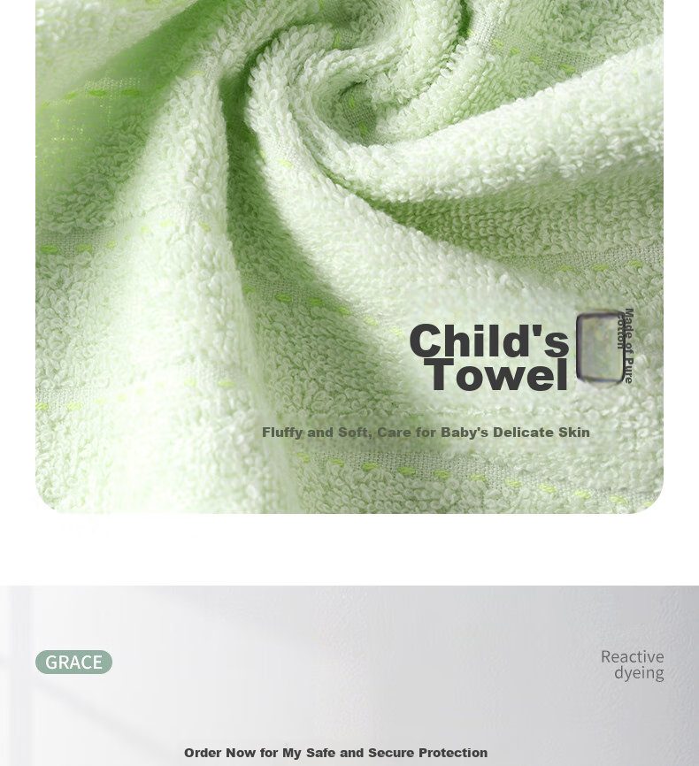 Grace A-Class Children's Cotton Face Towels Bear Striped Super Absorbent Orange + Green Set of 2 Sports Towels 11