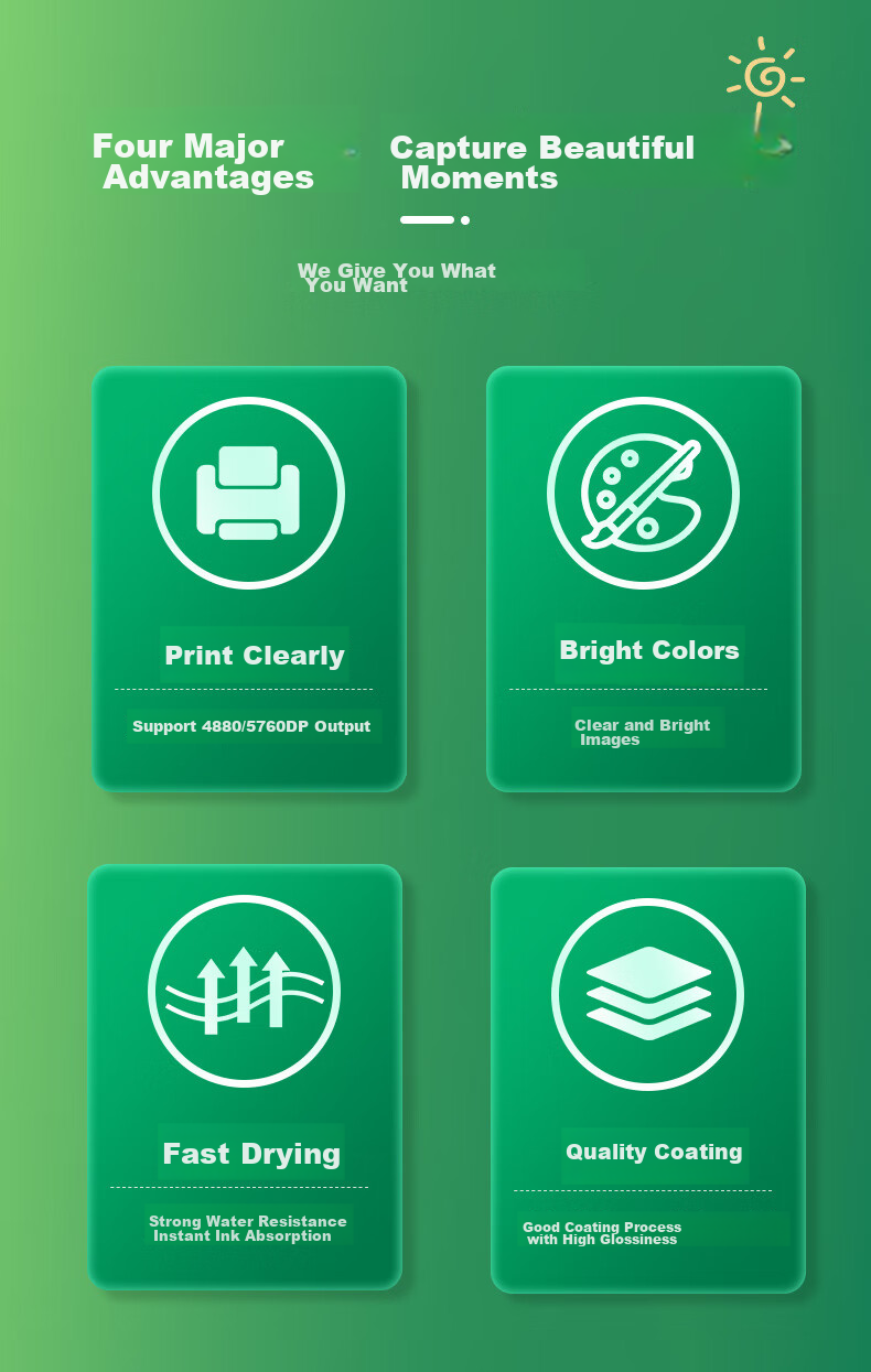 TANGO Photo Paper 230g High Gloss Inkjet Printing Paper 4R/6 Inch Landscape Photo Travel Record Flyer Photo Paper Printing 20 Sheets/pack New Green TANGO 3