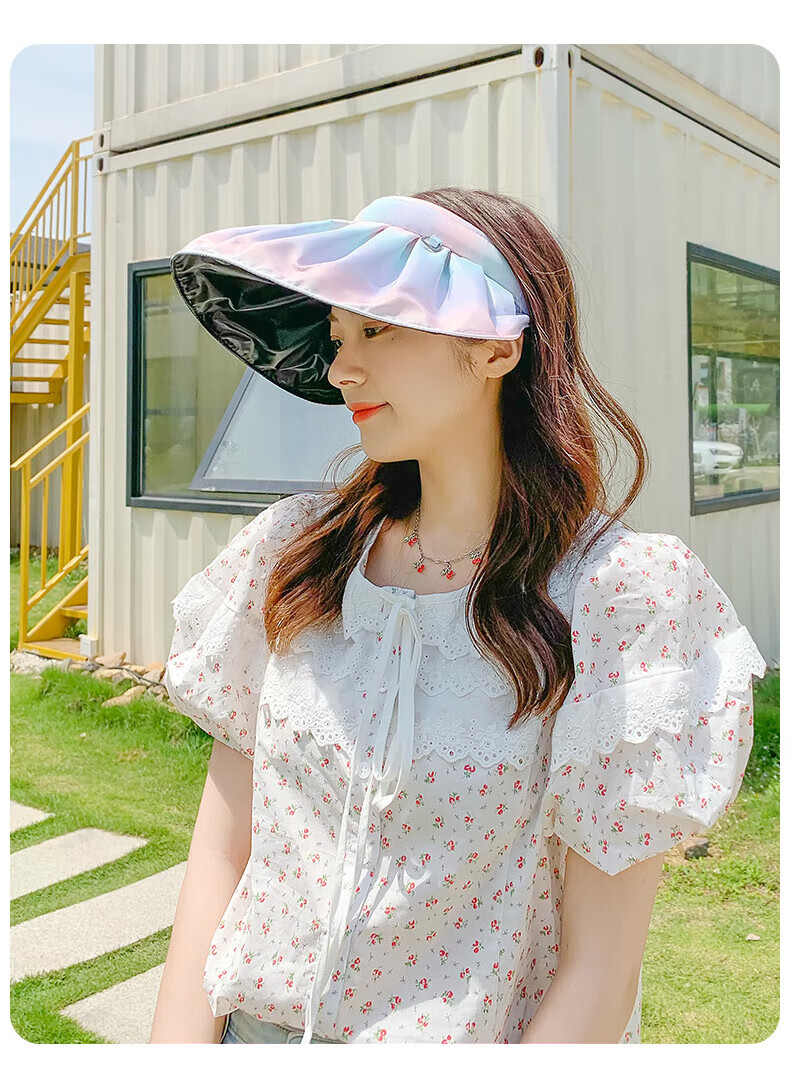 GLO-STORY Vinyl Visor Sun Hat for Women, Wide Brim Sun Protection Hat, Foldable Sunhat Headband, Gradient Purple 10