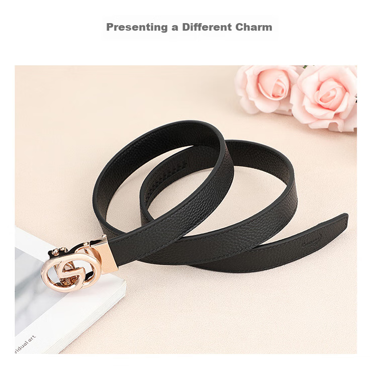 CROCODILE Top-Grain Leather Women's Belt with Automatic Buckle, Fashionable Casual Versatile Waistband, Birthday Gift for Women T3603 3