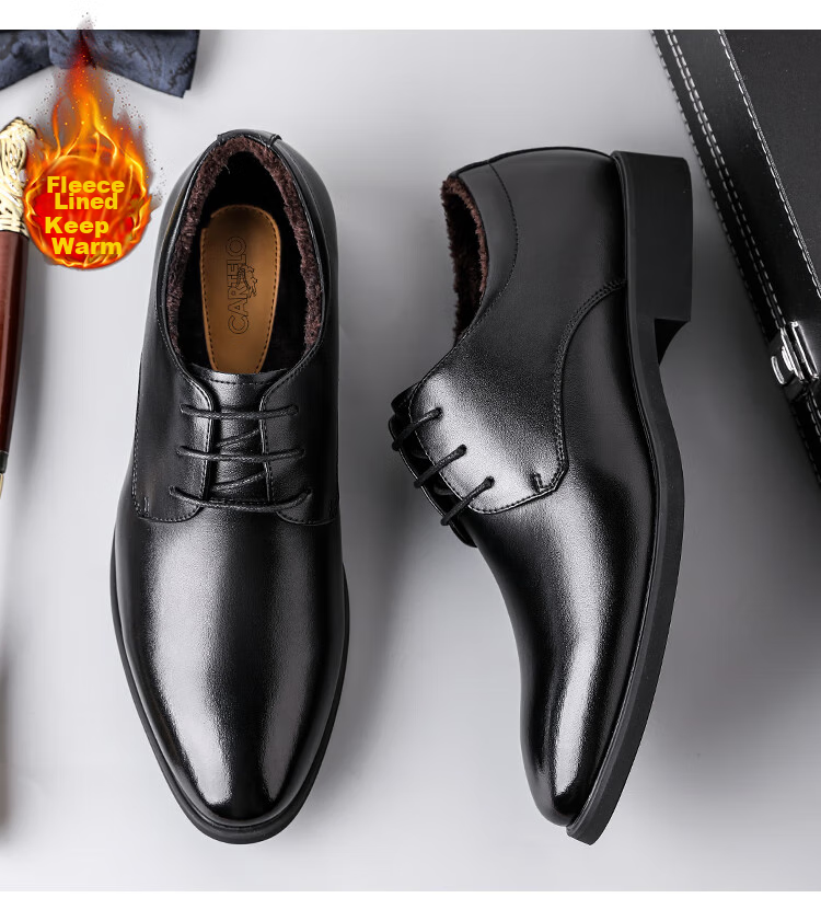 CARTELO Suede Leather Shoes for Men, Business Low-Top Formal Shoes, Men's Professional Office Leather Shoes 9273 Black Size 38 3