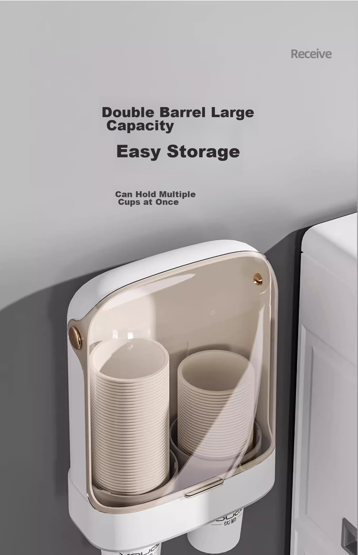 Jiadu Disposable Cup Dispenser, Wall-Mounted Water Dispenser Cup Storage Rack, Home Cup Holder, Paper Cup Rack 4