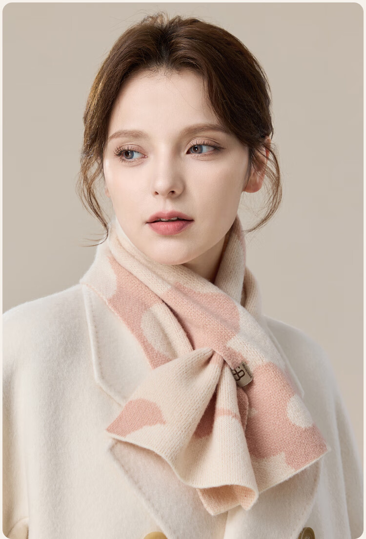 JIUMU Pure Wool Scarf for Women, Autumn And Winter Ladies' Warm Neck Warmer, Lightweight Winter Neck Protection Short Scarf for Wome 15