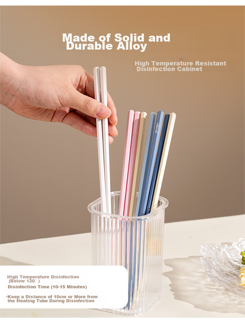 Onlycook Non-Slip Alloy Chopsticks, Antibacterial Anti-Mold Heat-Resistant Divided Chopsticks, One Pair Per Person for Home Use, Five Pairs Set 4