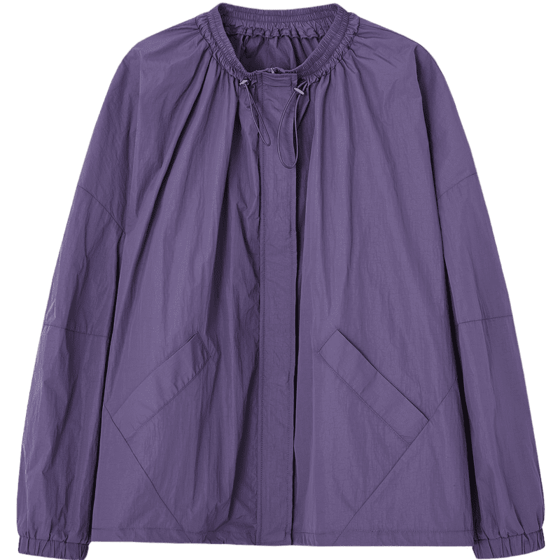 Dme [Urban Light Outdoor Outfit] Spring And Autumn Stylish Nylon Stand-Collar Hidden Button Placket Silhouette Slimming Women's Casual Jacket