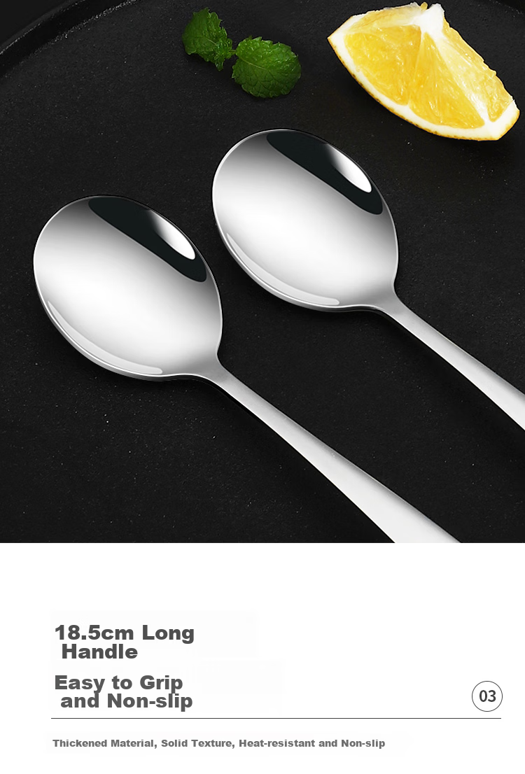 MAXCOOK 304 Stainless Steel Soup Ladle And Spoon Set, Extra Large And Thick Round Bottom Serving Spoons, Rice And Soup Spoons, 4-Piece Set MCGC9533 10