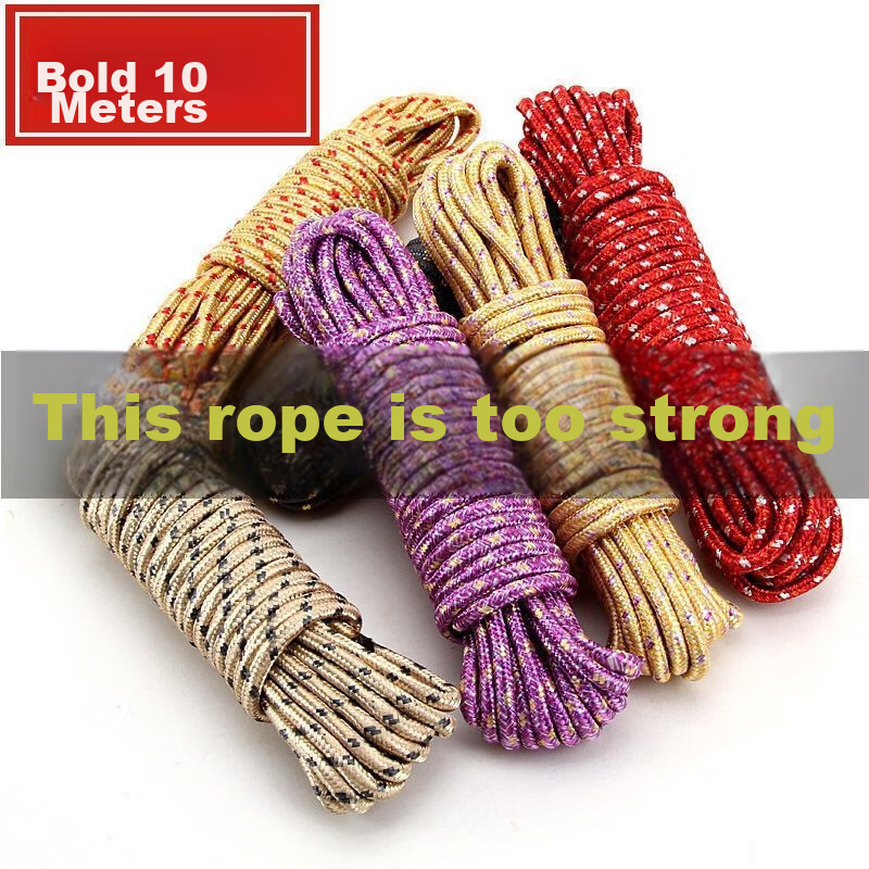JAJALIN Nylon Clothesline Thickened for Drying Quilts And Clothes, Windproof Non-Slip Drying Rope, 10 Meters, Random Color
