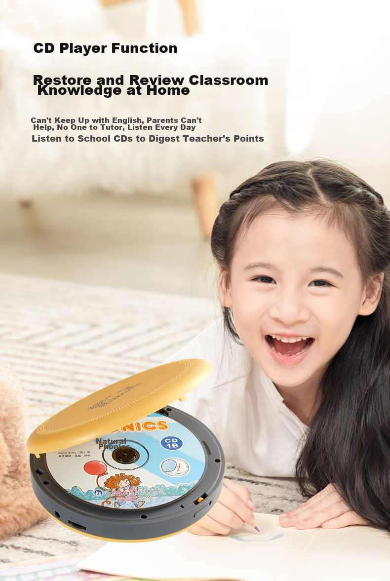 PANDA F-01 CD Player, English Repeater, Portable MP3 Player, Mini Rechargeable Card-Inserted Disc Learning Machine, Teaching Transcription Player (Yellow) 6