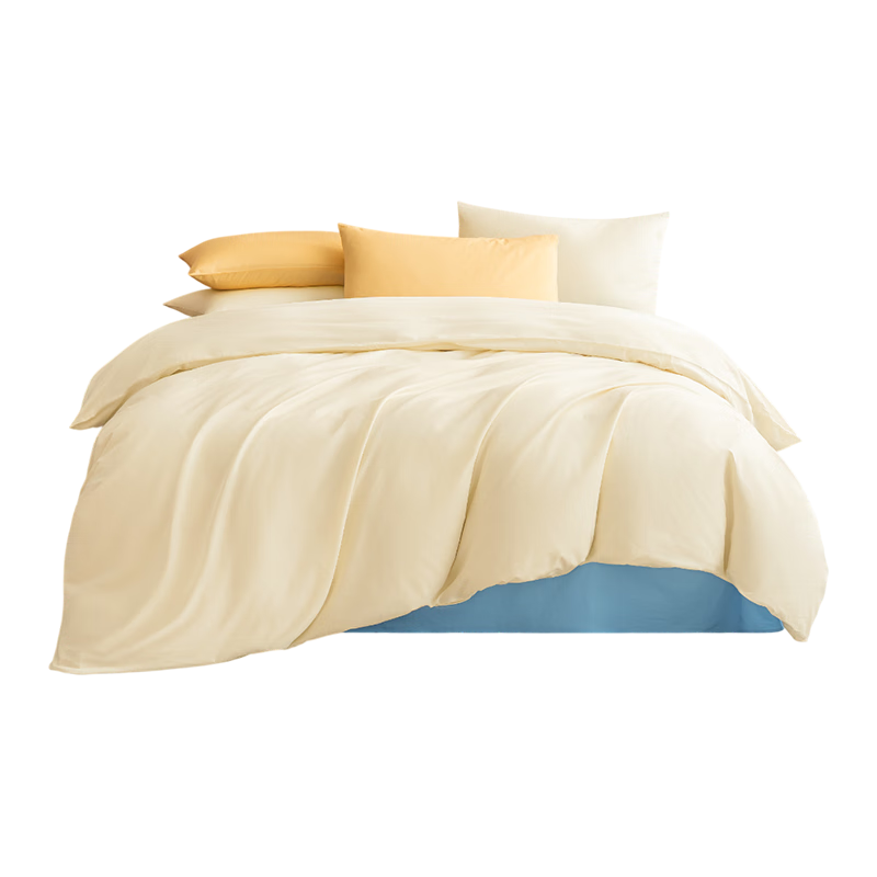 JD Original Vitasun Cotton Bedding Set, 100% Pure Cotton Class A Bedsheet And Duvet Cover 200x230cm, for 1.5/1.8 Meter Bed, Corn Snow Pear