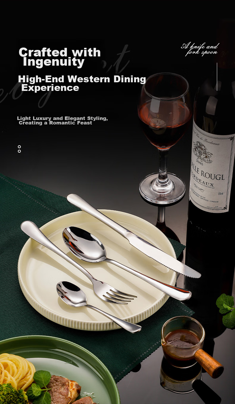 Guangyi Stainless Steel Western Cutlery Set, Steak Knife Fork Spoon Set, 24-Piece Combination Pack for Six People, GY7564 3
