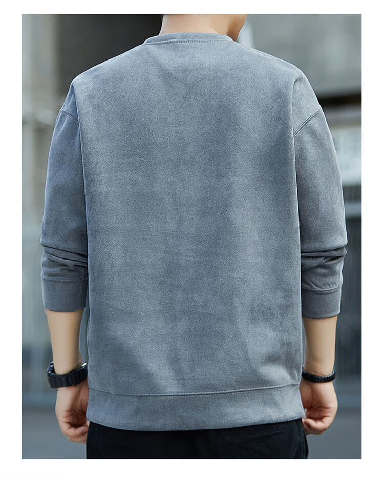 JEEP SPIRIT Men's Sweatshirt, Spring Korean Style Loose Fit Round Neck Undershirt, Blue, 4XL 16