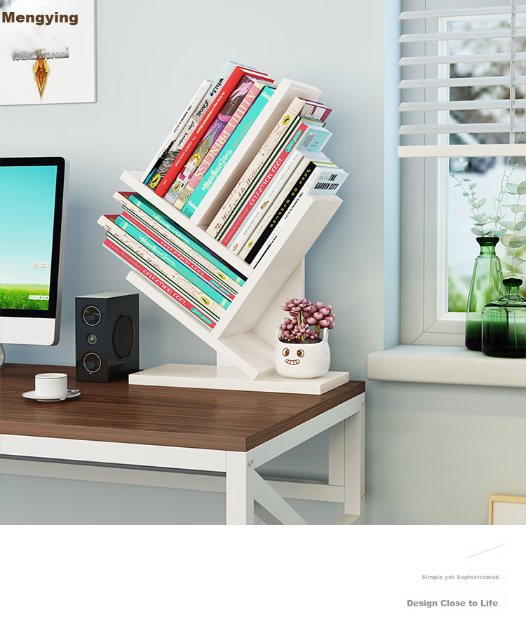 Shuaili Desktop Bookshelf, Simple Study Room Desk Organizer Shelf, Five-Tier Tree Branch Creative Natural Color SL8224Z 10