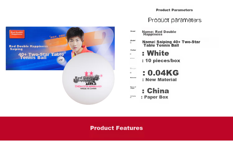 DHS Sai Ding Two-Star Table Tennis Balls, 2-Star ABS New Material, 40+ White, Pack of 10 2