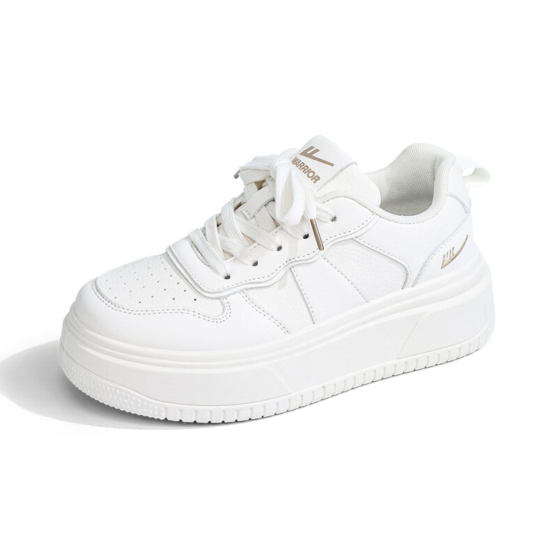 Warrior Women's Shoes, White Sneakers, Skateboard Shoes, New Spring 2026 Leather Dad Shoes, Thick-Soled Heightening Versatile Casual Sports Shoes